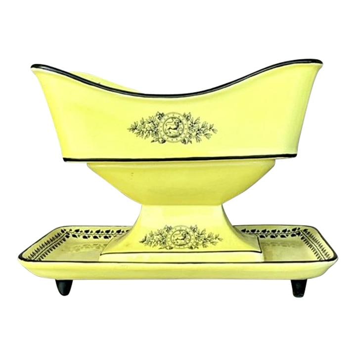 Vintage Regency Mottahedeh Creil Ceramic Bowl Canary Yellow: Vintage Regency Mottahedeh Creil Ceramic Bowl Canary Yellow Enhance your home decor with this Vintage Regency Mottahedeh for Creil Bowl. Its intricate detailing and timeless Regency design exemplify e
