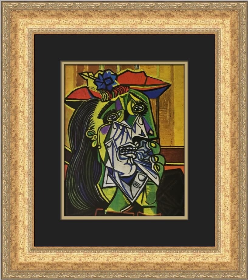 Pablo Picasso A Woman Weeping Custom Framed Art Print 18x17: Pablo Picasso A Woman Weeping Custom Framed Art Print 18x17 This exquisite custom framed print features Pablo Picasso's renowned artwork, "A Woman Weeping," a striking representation of Expressionism 