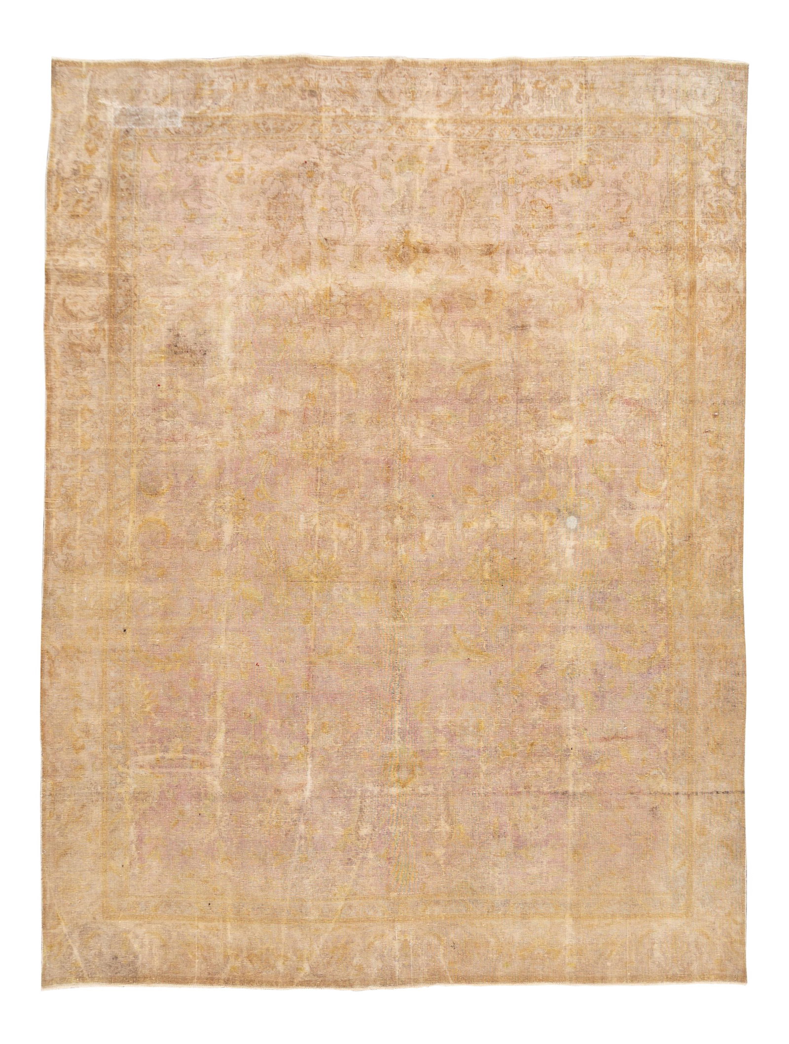 Antique Overdyed Handmade Wool Rug 10' x 13'5 Beige Floral Design: Antique Overdyed Handmade Wool Rug 10' x 13'5 Beige Floral Design Enhance your living space with this exquisite Antique Overdyed Handmade Wool Rug. Featuring a beautiful beige field, this Persian rug 