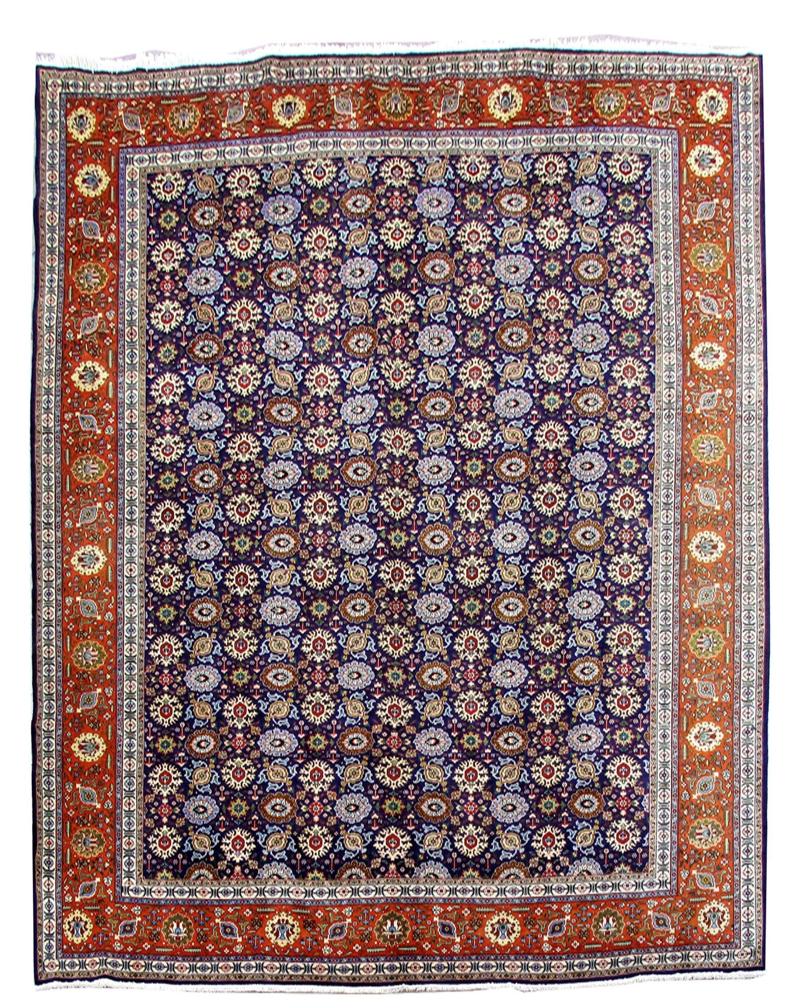 10'1 x 13' Navy Blue Persian Tabriz Herati Rug Handmade Quality Decor: 10'1 x 13' Navy Blue Persian Tabriz Herati Rug Handmade Quality Decor Free continental US Shipping Introduce timeless elegance to your living space with this exquisite 10' 1" x 13' Navy Blue Persian T