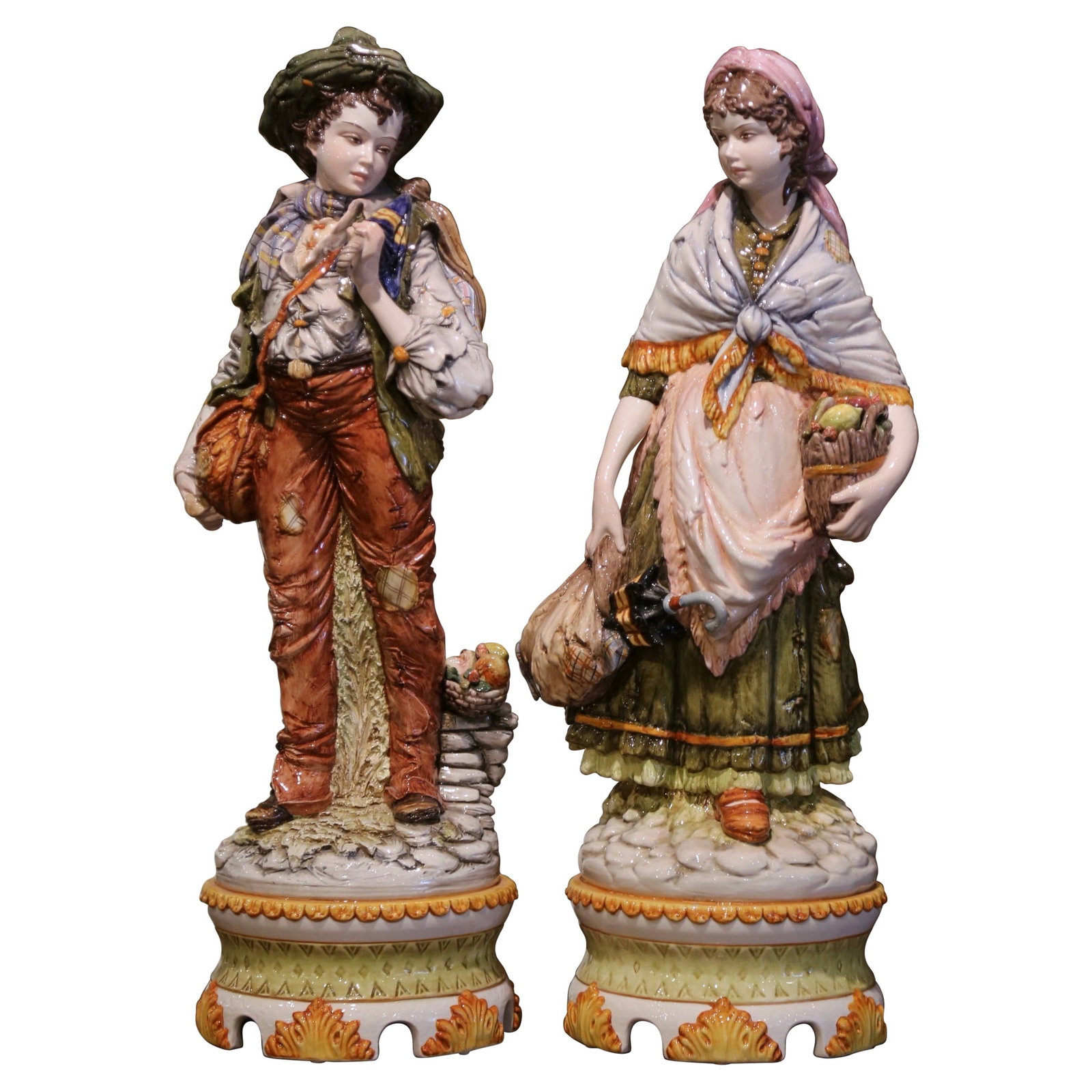 Set of 2 Italian Capodimonte Style Porcelain Figural Sculptures (1 of 12)