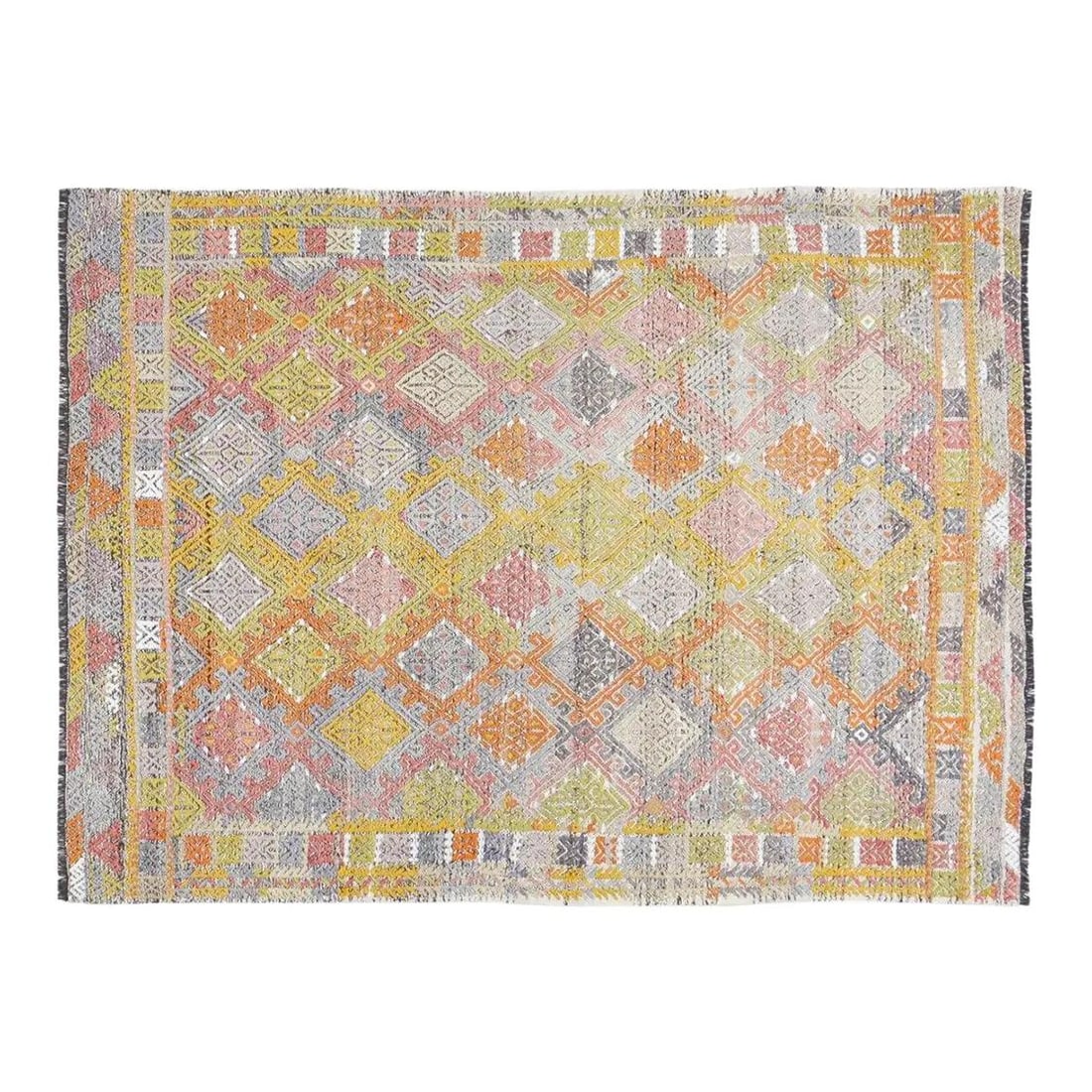 Anatolian Wool Flatweave Area Rug Copper 4'6" x 6'2": Anatolian Wool Flatweave Area Rug Copper 4'6" x 6'2" This vintage Turkish Anatolian flatweaved rug is crafted from wool using traditional techniques, blending classic artistry with a modern design sen