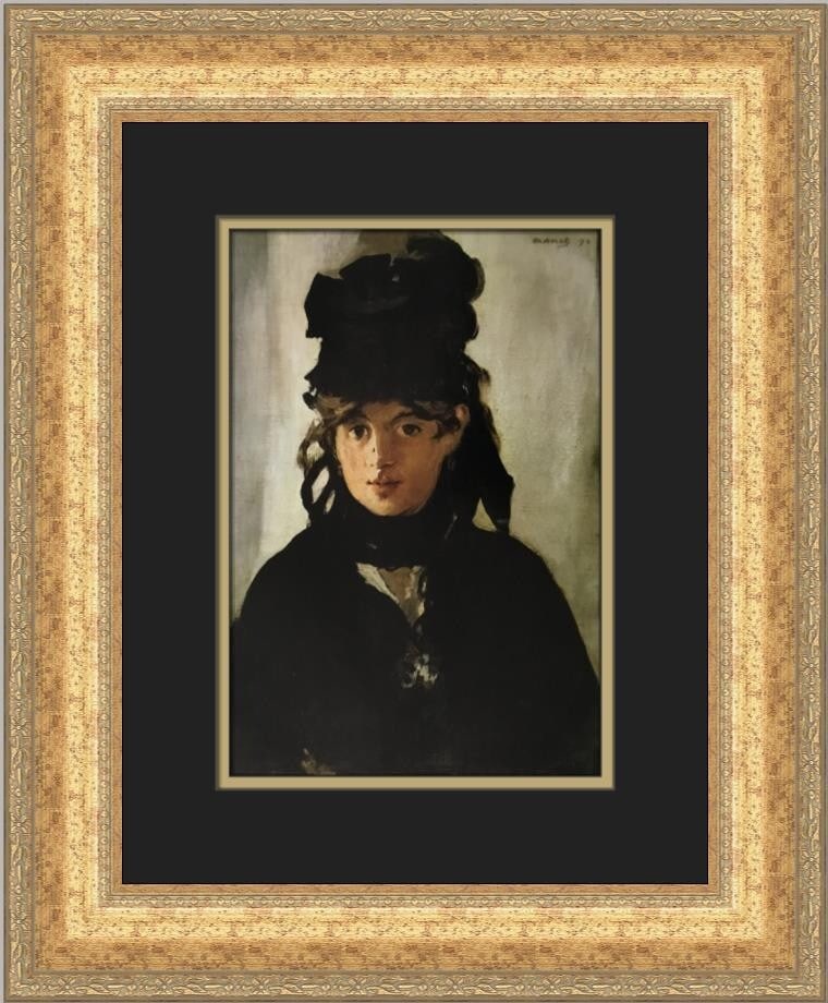 Edouard Manet Berthe Morisot Framed Print 1978 Open Edition: Edouard Manet Berthe Morisot Framed Print 1978 Open Edition This exquisite custom framed print features Edouard Manet's iconic artwork, "Berthe Morisot with a Bunch of Violets." Measuring 18 in. in he