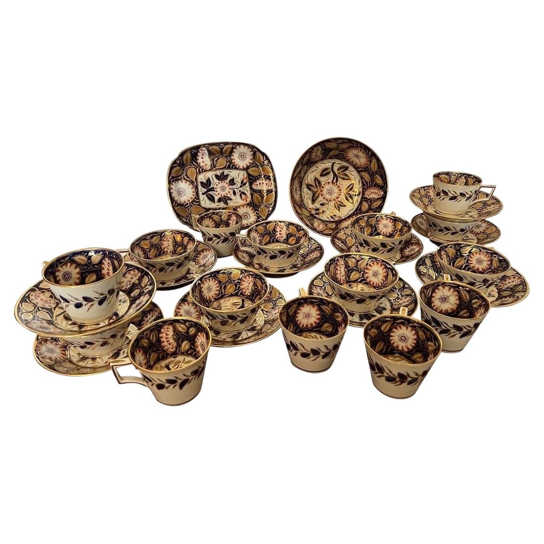 19th Century English Cobalt Porcelain Dessert Service 27 Pieces: 19th Century English Cobalt Porcelain Dessert Service 27 Pieces This exquisite 19th Century English Porcelain Dessert Service features a striking cobalt design and consists of 27 pieces. Crafted from 