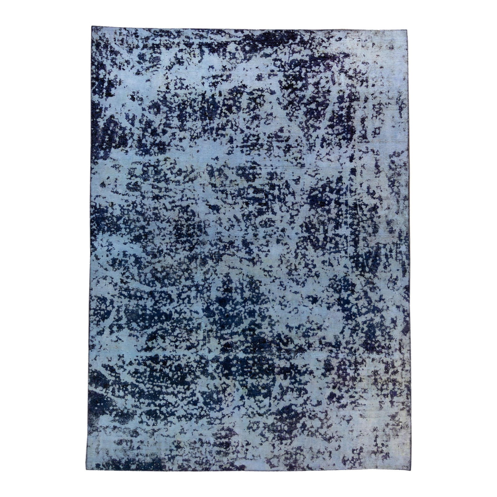 Handmade Vintage Blue Abstract Wool Rug 7'10" x 10'10": Handmade Vintage Blue Abstract Wool Rug 7'10" x 10'10" Enhance your space with this stunning hand-knotted vintage wool rug, showcasing a rich navy-blue field complemented by light blue accents in an a
