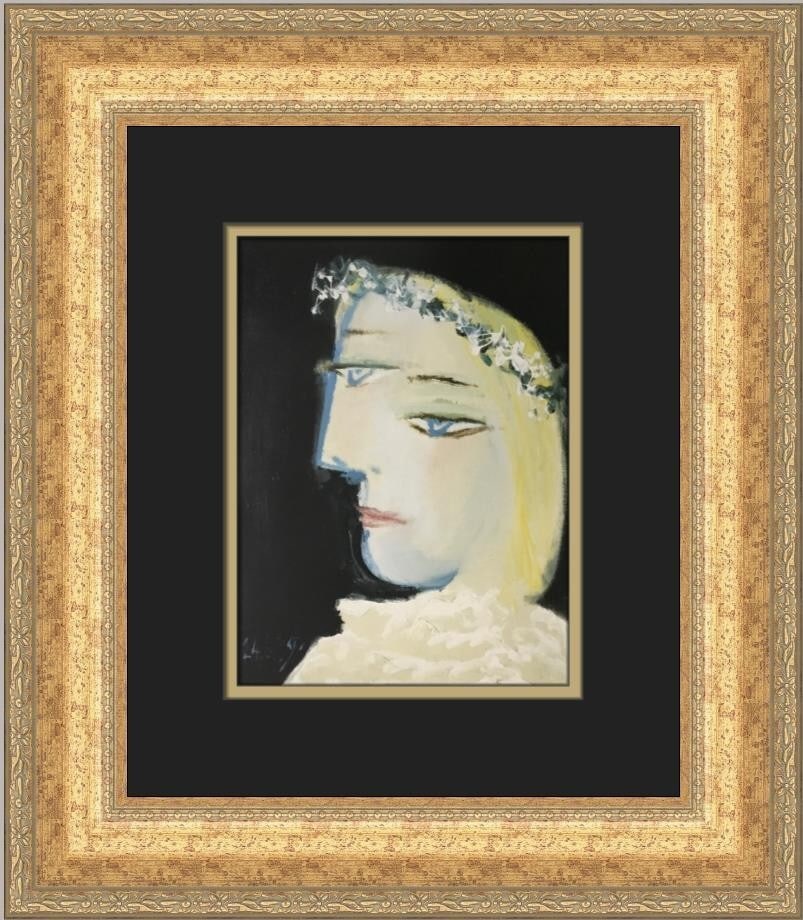 Pablo Picasso Woman Crowned with Flowers Custom Framed Art Print 1986 (1 of 2)