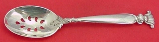 Wallace Romance of the Sea Sterling Silver Slotted Spoon 9-Hole Custom: Wallace Romance of the Sea Sterling Silver Slotted Spoon 9-Hole Custom This exquisite Sterling Silver Slotted Serving Spoon from the Romance of the Sea pattern by Wallace is a perfect addition to your