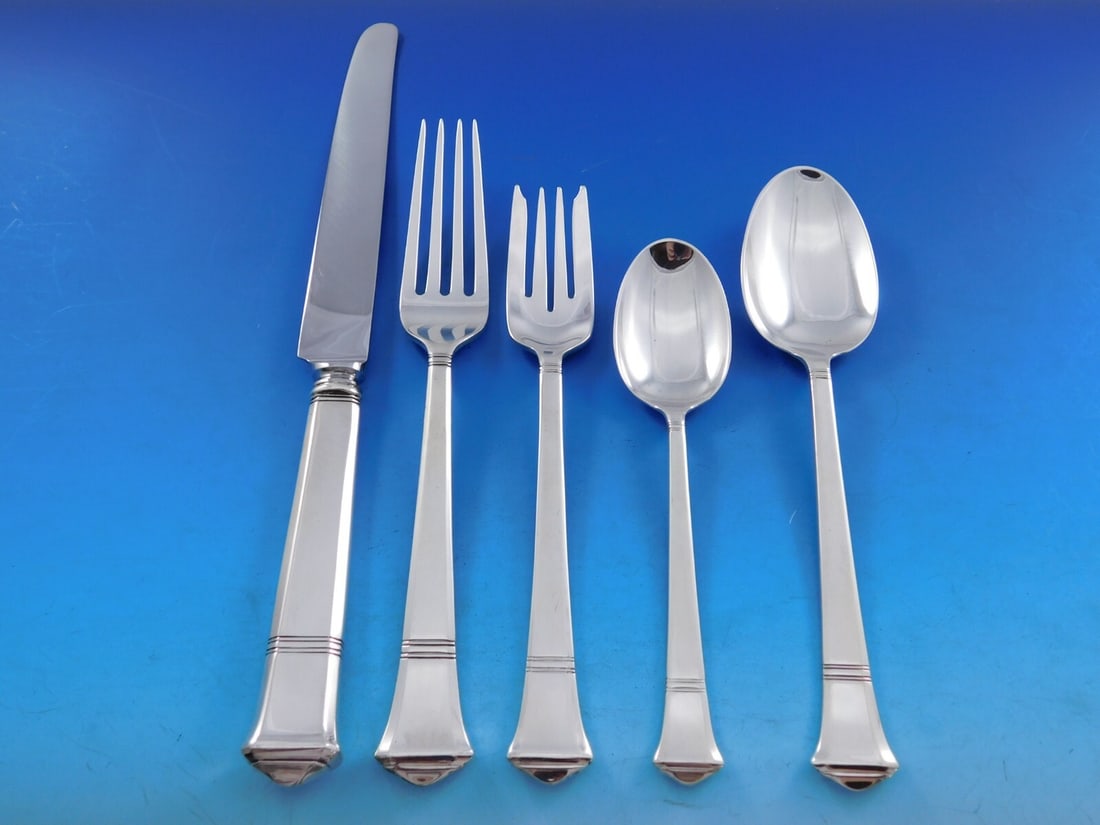 Tiffany Windham sterling silver 71 piece dinner flatware service set (1 of 12)