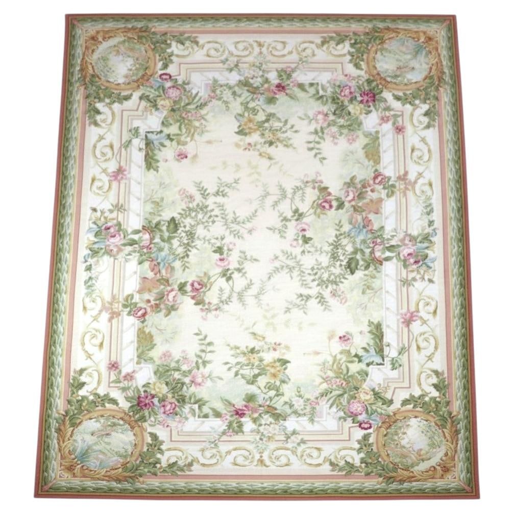 99.5 x 138.75 French Aubusson wool carpet garden floral c1930 (1 of 6)
