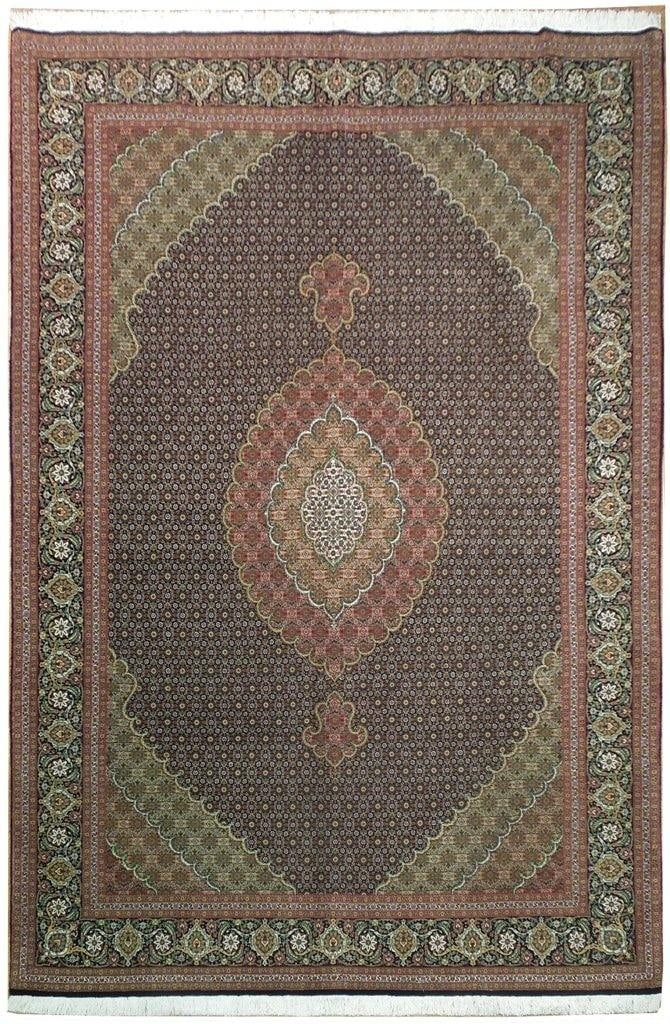 Handcrafted 6'8 x 10 Persian Tabriz Mahi Rug Wool Silk 400 KPSI: Handcrafted 6'8 x 10 Persian Tabriz Mahi Rug Wool Silk 400 KPSI Free continental US Shipping Experience the elegance of this handcrafted Persian Tabriz Mahi rug, meticulously woven by skilled artisans