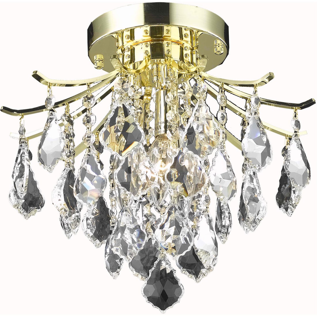 Amelia 3 Light Gold Crystal Flush Mount Chandelier 12" (1 of 2)
