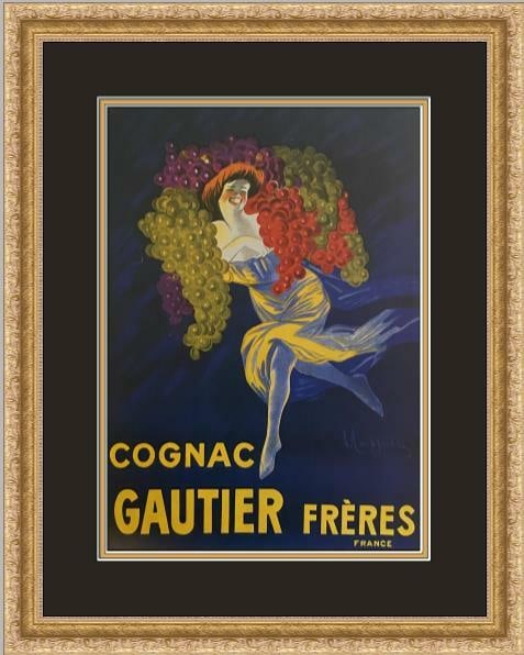 Leonetto Cappiello Cognac Gautier Freres Art Deco Print Custom Framed: Leonetto Cappiello Cognac Gautier Freres Art Deco Print Custom Framed This exquisite print features a vibrant advertising design for Cognac Gautier Freres, artfully created by renowned artist Leonetto