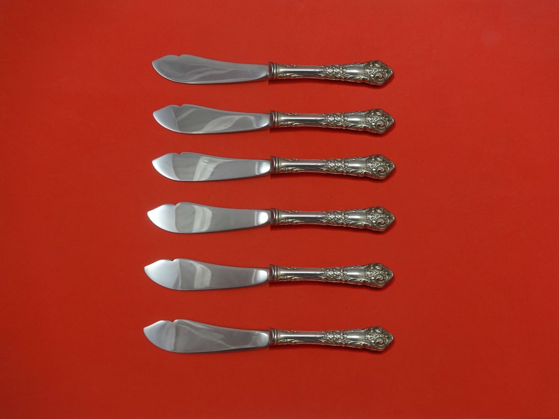 Reed & Barton French Renaissance Sterling Silver Trout Knife Set 6pc Custom: Reed & Barton French Renaissance Sterling Silver Trout Knife Set 6pc Custom This exquisite 6-piece Trout Knife Set features the elegant French Renaissance pattern by Reed & Barton. Each knife, measuri