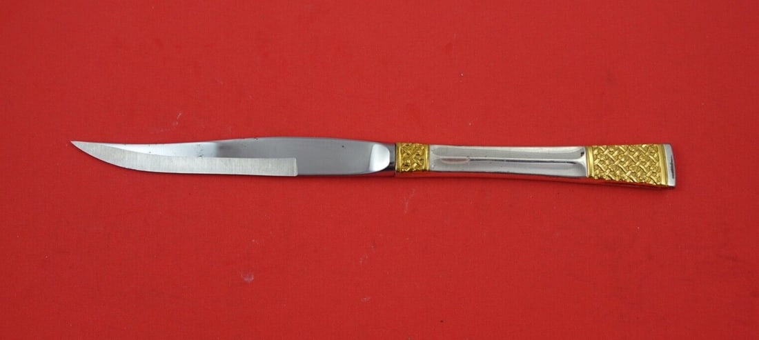 Towle Celtic Weave Gold Sterling Silver Steak Knife 9 1/4 Inch (1 of 2)