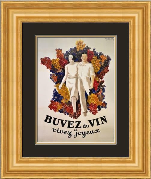 Leonetto Cappiello Buvez du Vin Art Deco Print Custom Framed 18 x 21: Leonetto Cappiello Buvez du Vin Art Deco Print Custom Framed 18 x 21 This stunning advertising poster print by Leonetto Cappiello features the title "Buvez du Vin" and is expertly custom framed. The p