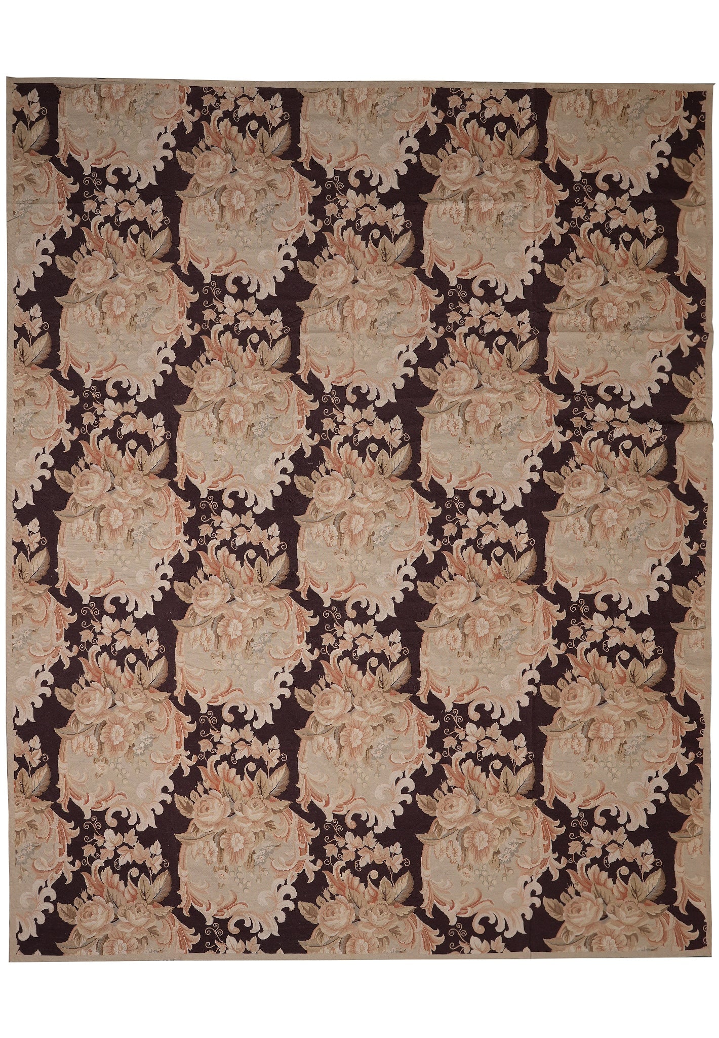 12 x 15 French Country Floral Needlepoint Flat Weave Rug: 12 x 15 French Country Floral Needlepoint Flat Weave Rug Free continental US Shipping This 12 x 15 French Country Floral Flat Weave Needle Point Rug features a delicate floral bouquet and medallion de