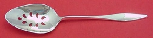Reed Barton Lark Sterling Silver Slotted Serving Spoon 9 Hole 8 3/8": Reed Barton Lark Sterling Silver Slotted Serving Spoon 9 Hole 8 3/8" Sterling silver slotted serving spoon in the Lark pattern by Reed & Barton. This custom-made piece features a pierced 9-hole design