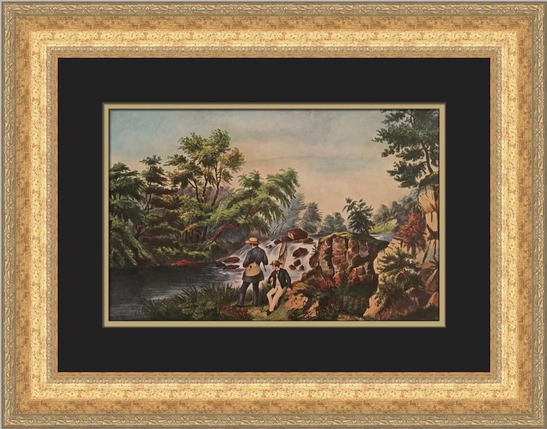 Currier & Ives The Trout Stream Custom Framed Art Print 1952 Landscape (1 of 2)