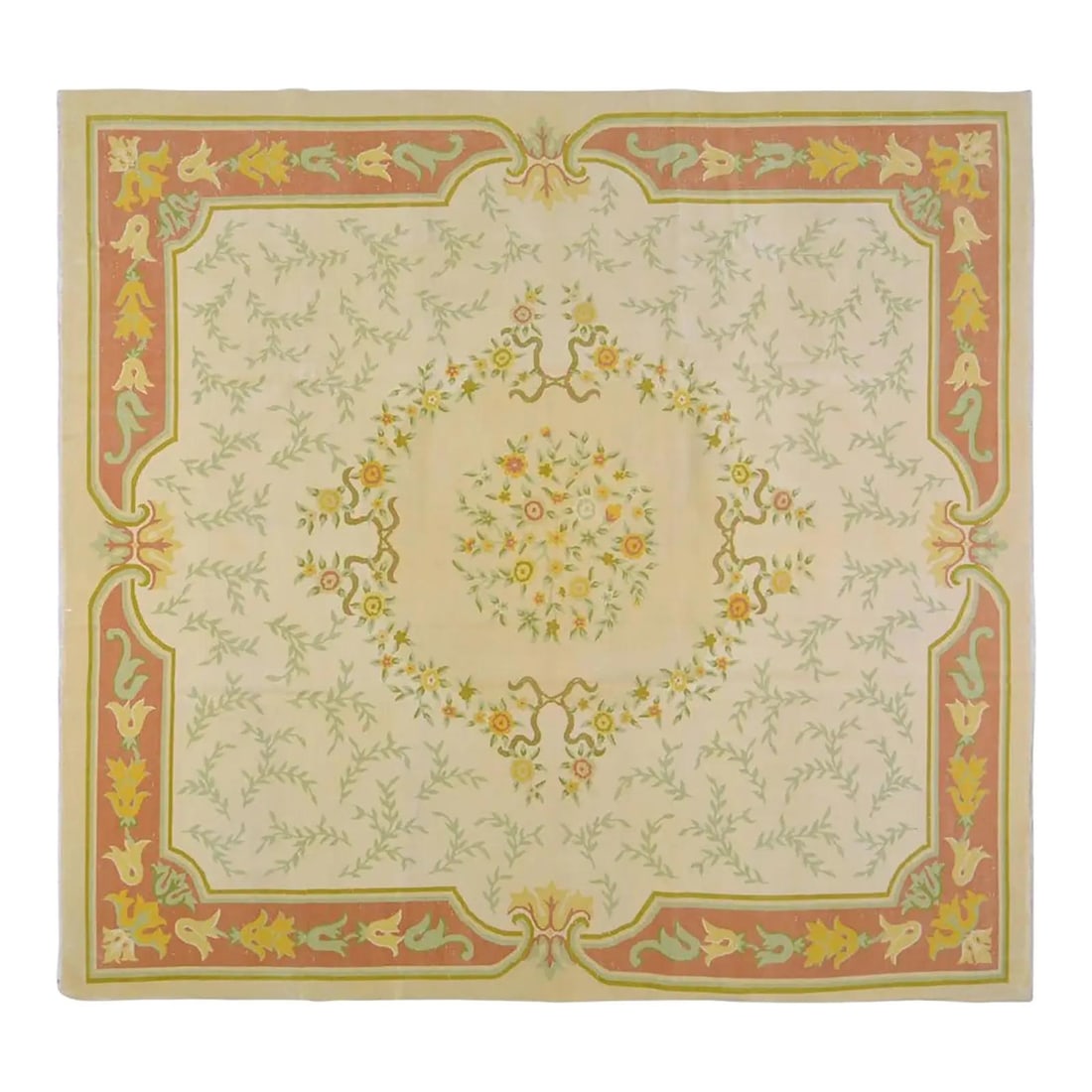 9'8" x 10'3" Hand-Knotted Wool Chinese Art Deco Area Rug: 9'8" x 10'3" Hand-Knotted Wool Chinese Art Deco Area Rug This vintage Chinese Art Deco rug is hand-knotted from wool using traditional rug-making techniques. The rug features a blend of classic crafts