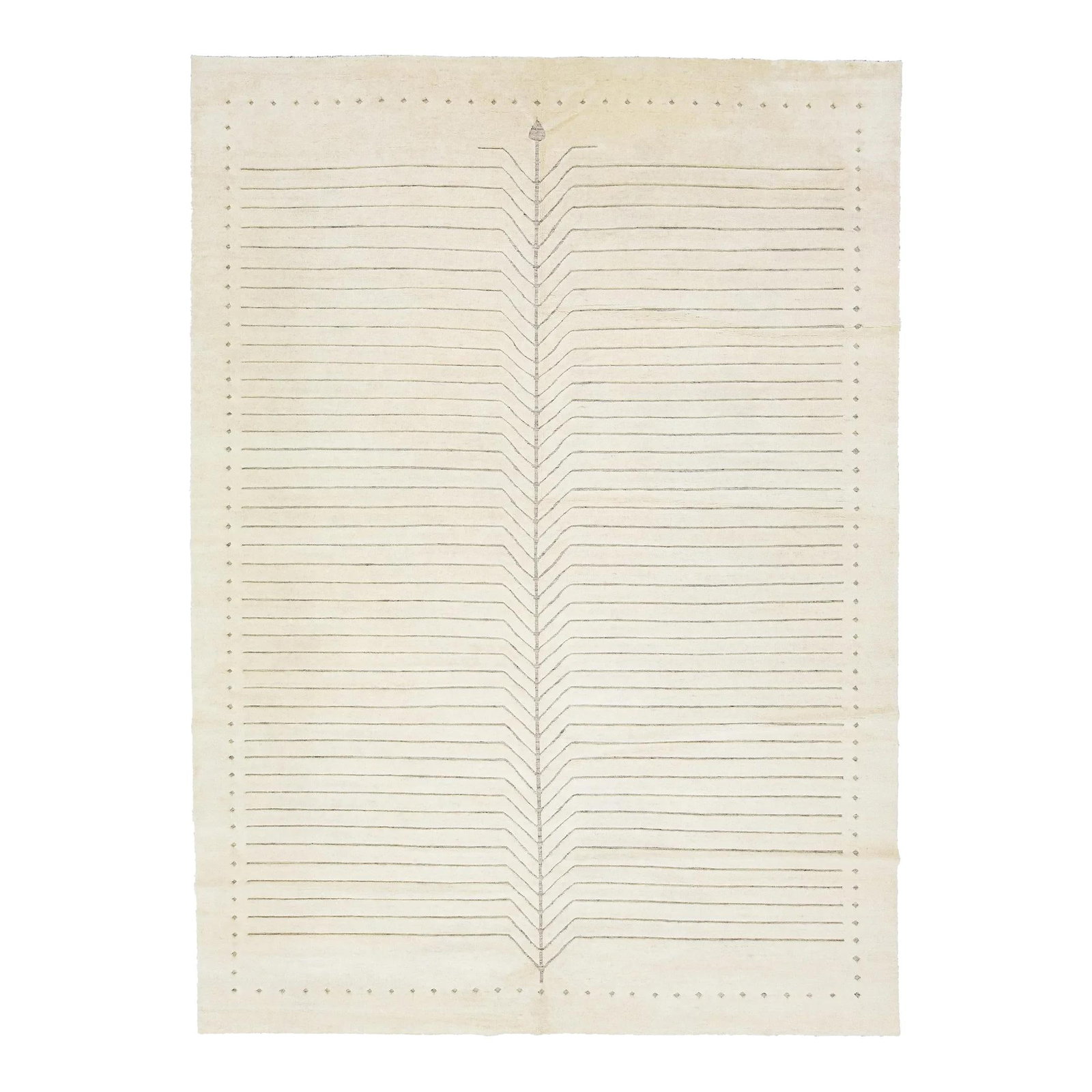 Handcrafted Modern Moroccan Wool Rug 10' x 14' Ivory: Handcrafted Modern Moroccan Wool Rug 10' x 14' Ivory This hand-crafted modern Moroccan style rug boasts a minimalist gray design elegantly set against a luxurious ivory background. Perfect for transfo