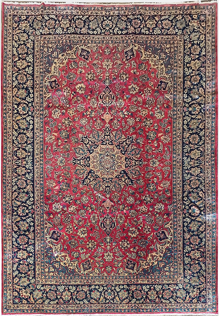 Authentic Persian Najaf Esfehan Wool Rug 9.5 x 13.2 Semi-Antique: Authentic Persian Najaf Esfehan Wool Rug 9.5 x 13.2 Semi-Antique Free continental US Shipping Enhance your space with this stunning 9.5 x 13.2 Authentic Persian Najaf Esfehan Wool Rug, a semi-antique 