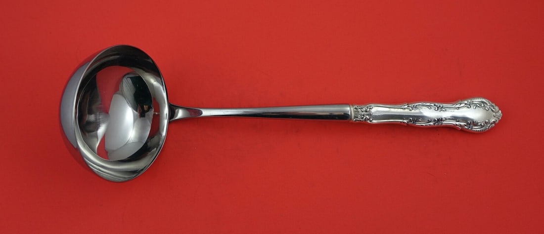 Wallace Old Atlanta Sterling Silver Soup Ladle 12 Inch Serving Piece: Wallace Old Atlanta Sterling Silver Soup Ladle 12 Inch Serving Piece Introducing the exquisite Old Atlanta soup ladle by Wallace, crafted from high-quality sterling silver. This elegant serving piece 