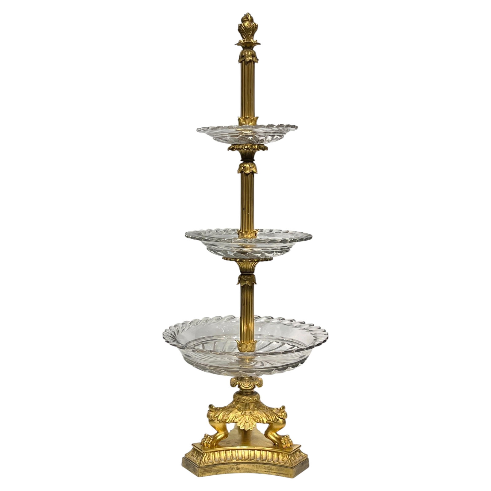 Italian Neoclassical 3 Tier Cut Glass and Ormolu Tazza Centerpiece (1 of 13)