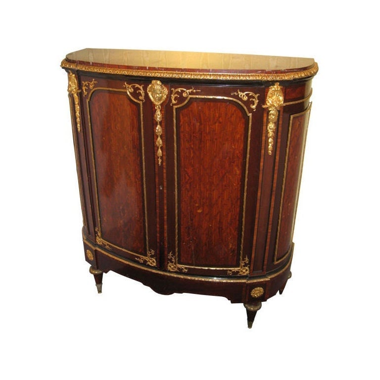 French Louis XVI Style Demilune Cabinet Marble Top 19th Century (1 of 10)