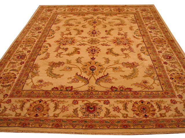 7.8 x 10 Chobi Peshawar Rug Beige Gold Handwoven Wool: 7.8 x 10 Chobi Peshawar Rug Beige Gold Handwoven Wool Free continental US Shipping The 7.8 x 10.0 New Chobi Peshawar Rug in Beige and Gold is a stunning example of traditional craftsmanship and timele