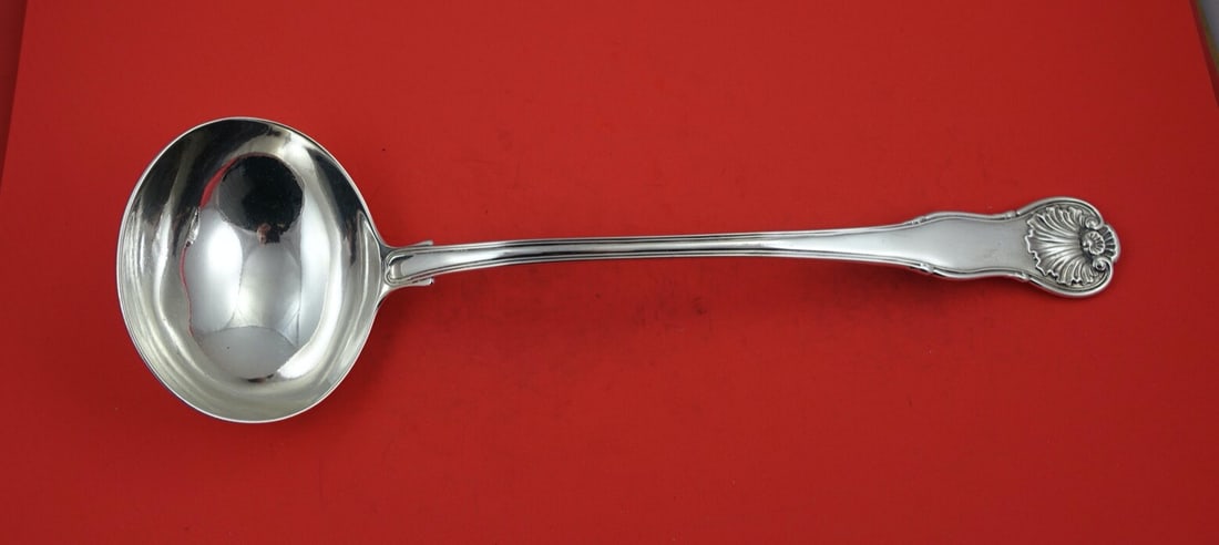 1827 English Georgian Sterling Silver Soup Ladle Husk Shell Pattern 13 3/8" (1 of 2)