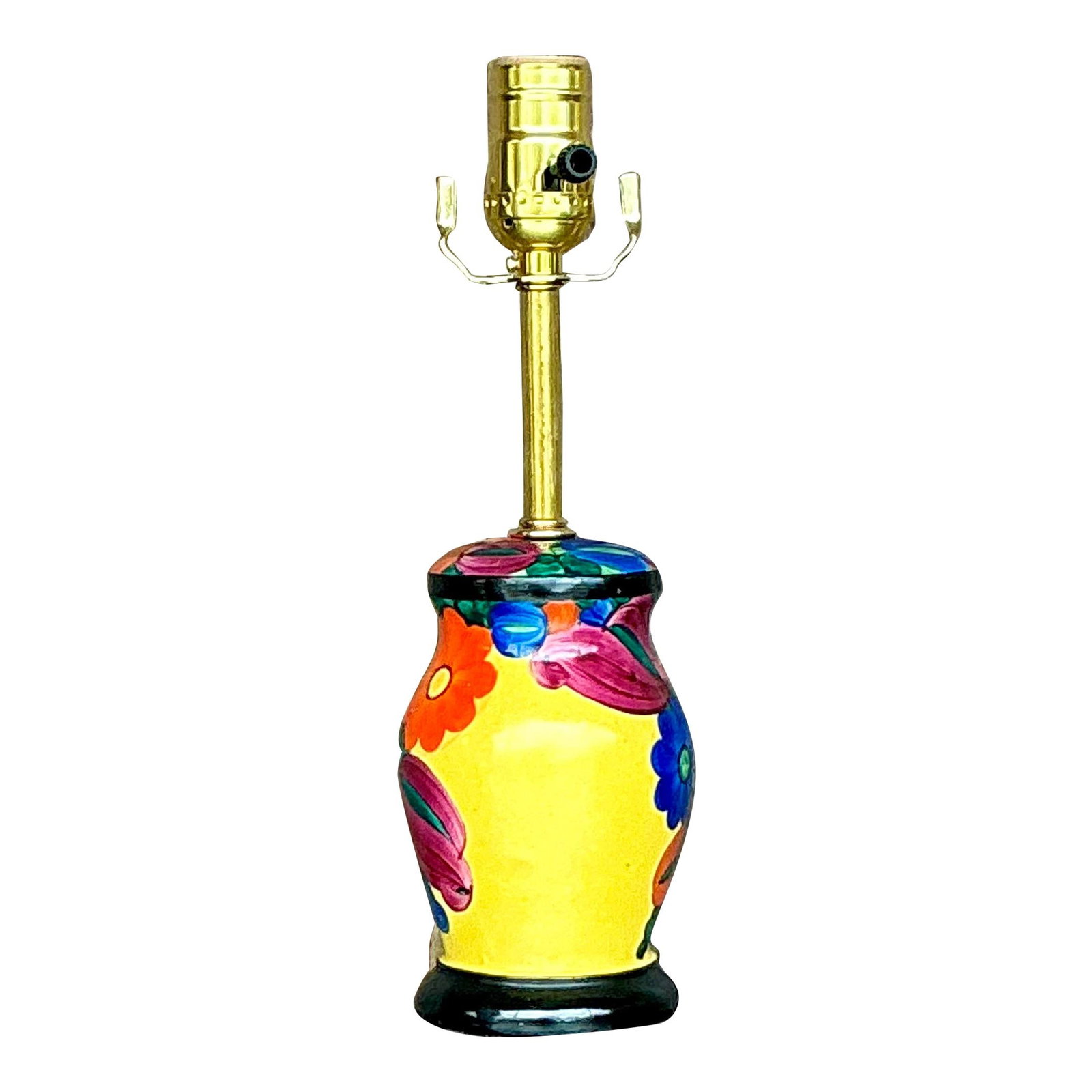 Vintage Boho Hand-Painted Yellow Vanity Lamp American Artistry (1 of 6)