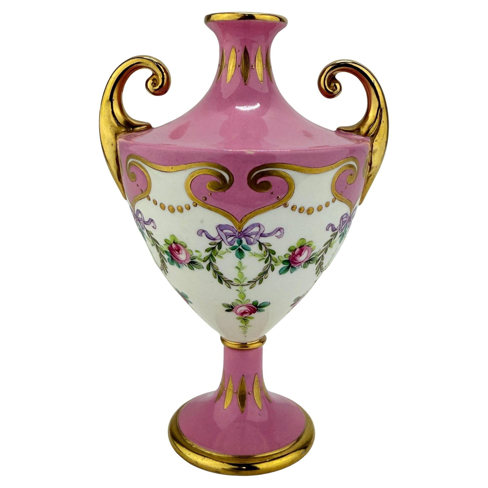 Mintons Neoclassical Porcelain Cabinet Vase C. 1891 Gilded Floral Design (1 of 9)