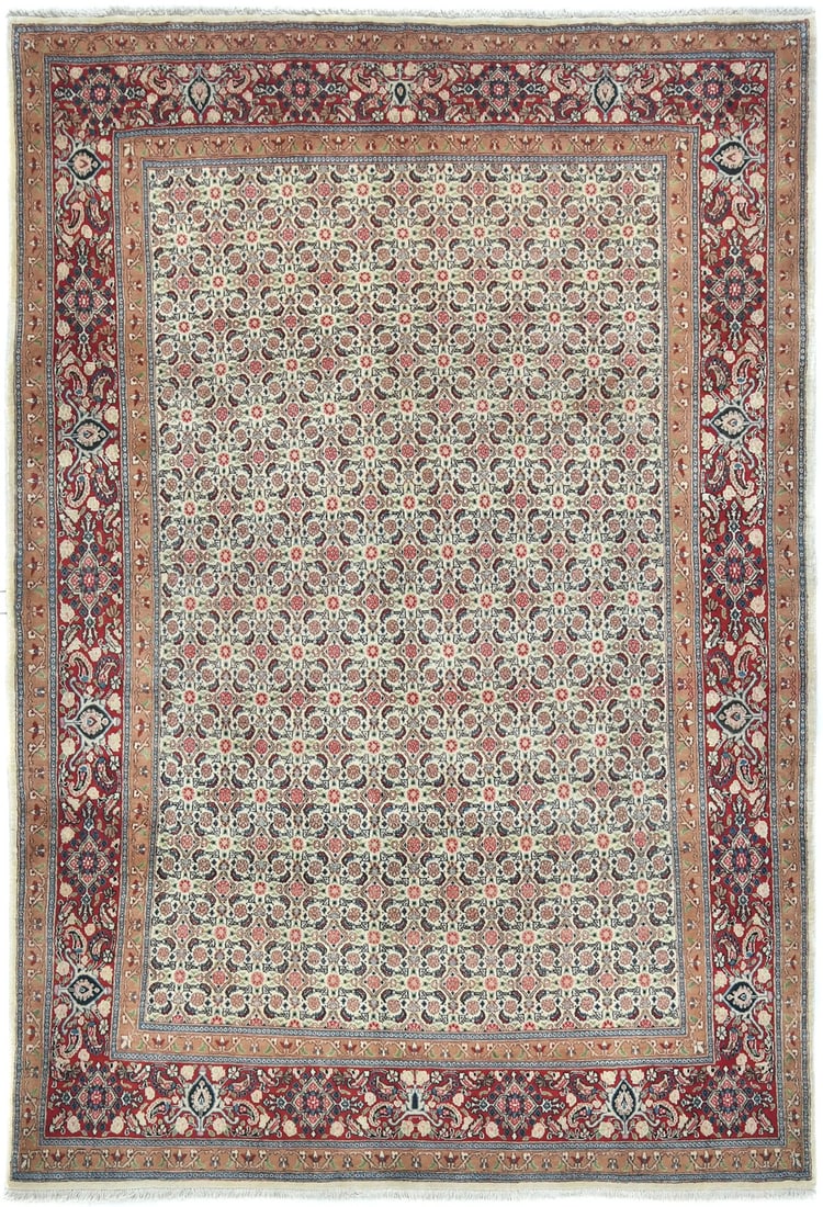 Vintage Hand-Knotted Oriental Rug 7x10 ft Traditional Design Wool Carpet: Vintage Hand-Knotted Oriental Rug 7x10 ft Traditional Design Wool Carpet This stunning vintage Oriental rug features an allover traditional design, perfect for enhancing the aesthetic of your living r