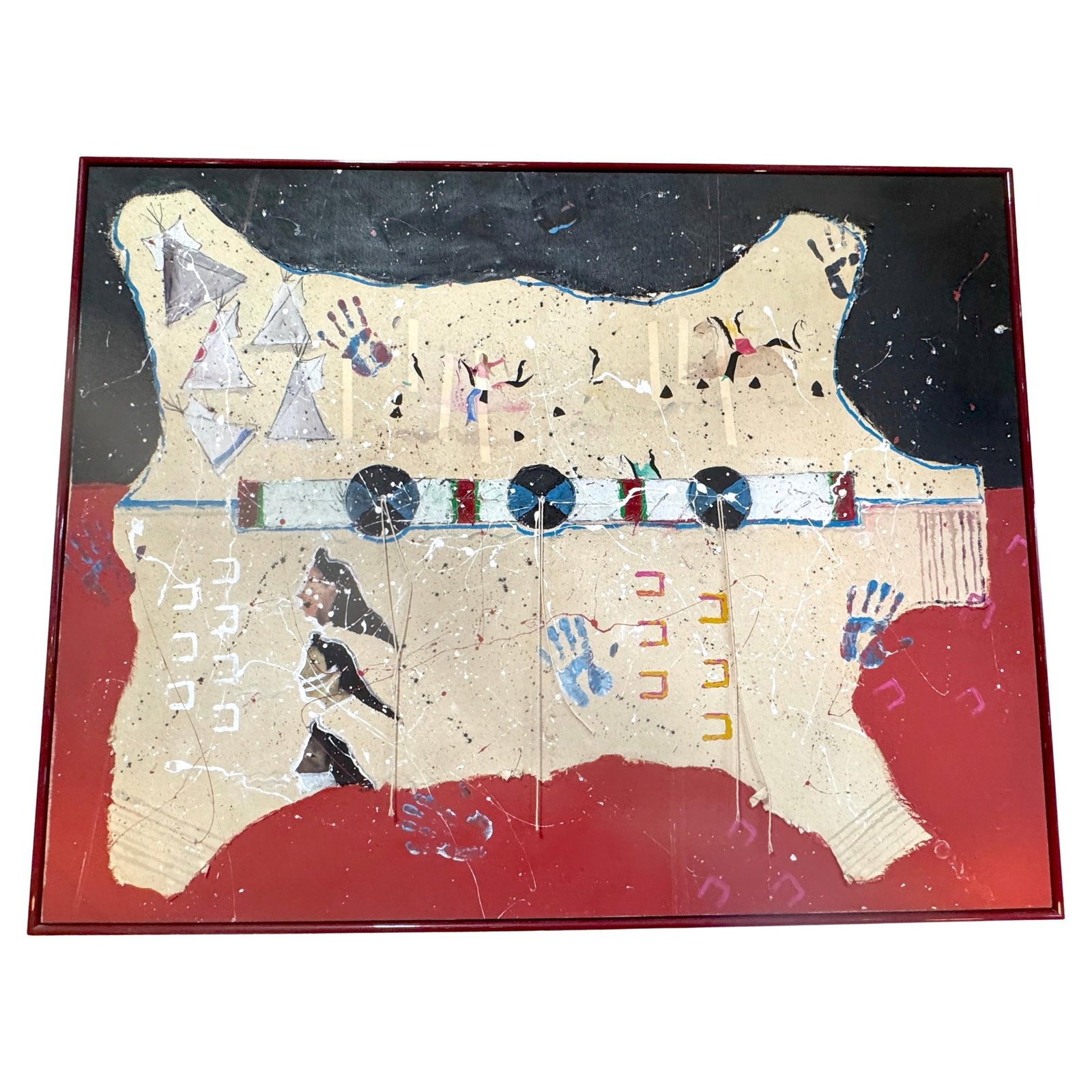 Randy Lee 'White Horse' Ceremonial Map Mixed Media Canvas 1980s (1 of 12)