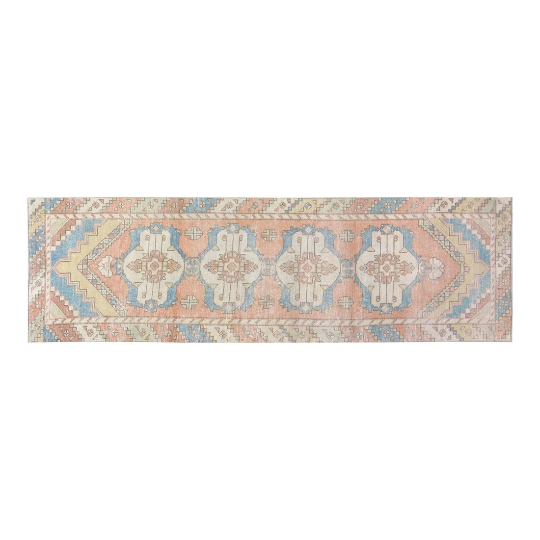 2'9" x 9'4" Anatolian Wool Runner Hand Knotted in Turkey: 2'9" x 9'4" Anatolian Wool Runner Hand Knotted in Turkey This vintage Turkish Anatolian hand-knotted wool rug showcases traditional craftsmanship combined with a modern design sensibility. Made from d