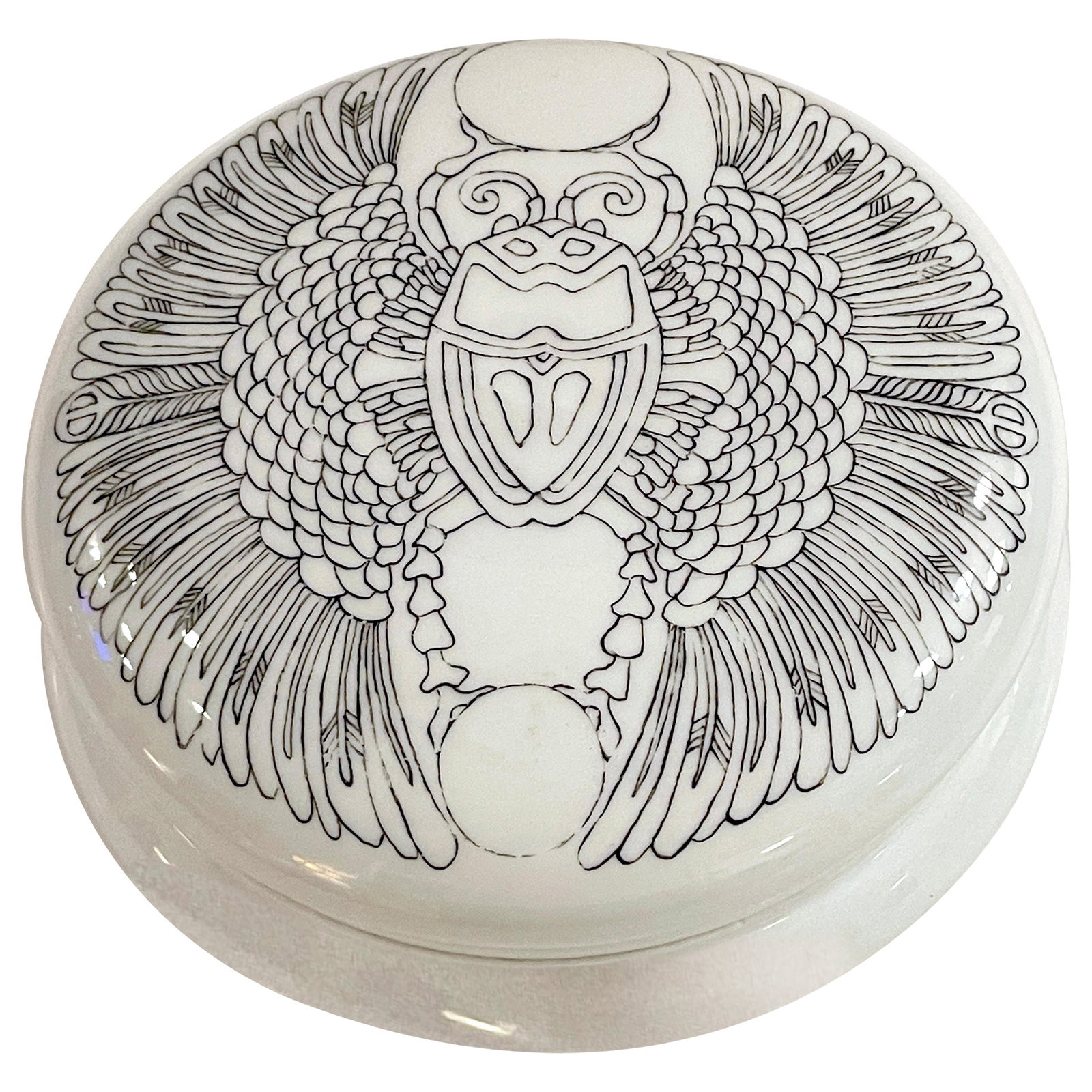 T & V Limoges 1925 Hand-Painted Egyptomania Scarab Box (1 of 9)