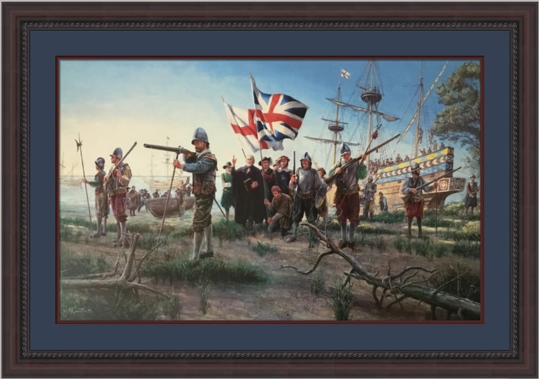 Hand Signed Mort Kunstler The New World Limited Edition Framed Print with COA: Hand Signed Mort Kunstler The New World Limited Edition Framed Print with COA This is a hand-signed, limited edition print titled "The New World" by Mort Kunstler. The artwork is a licensed reprint, c