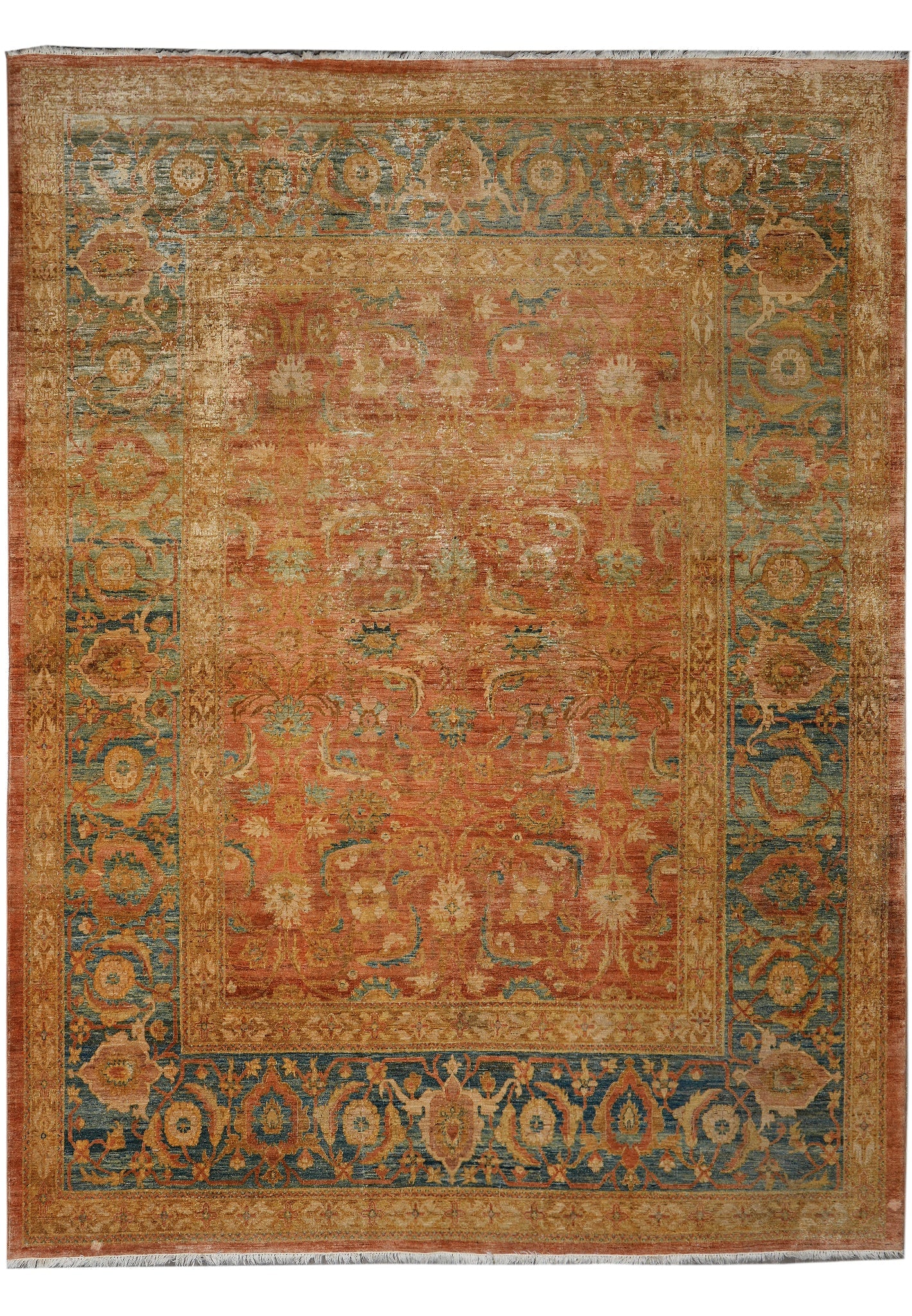 Handmade 11.4 x 14.7 Ziegler Rug Fine Ghazni Wool Elegant Floral Design: Handmade 11.4 x 14.7 Ziegler Rug Fine Ghazni Wool Elegant Floral Design Free continental US Shipping This handmade Ziegler rug features a classic design and is crafted from fine, soft Ghazni wool, kno
