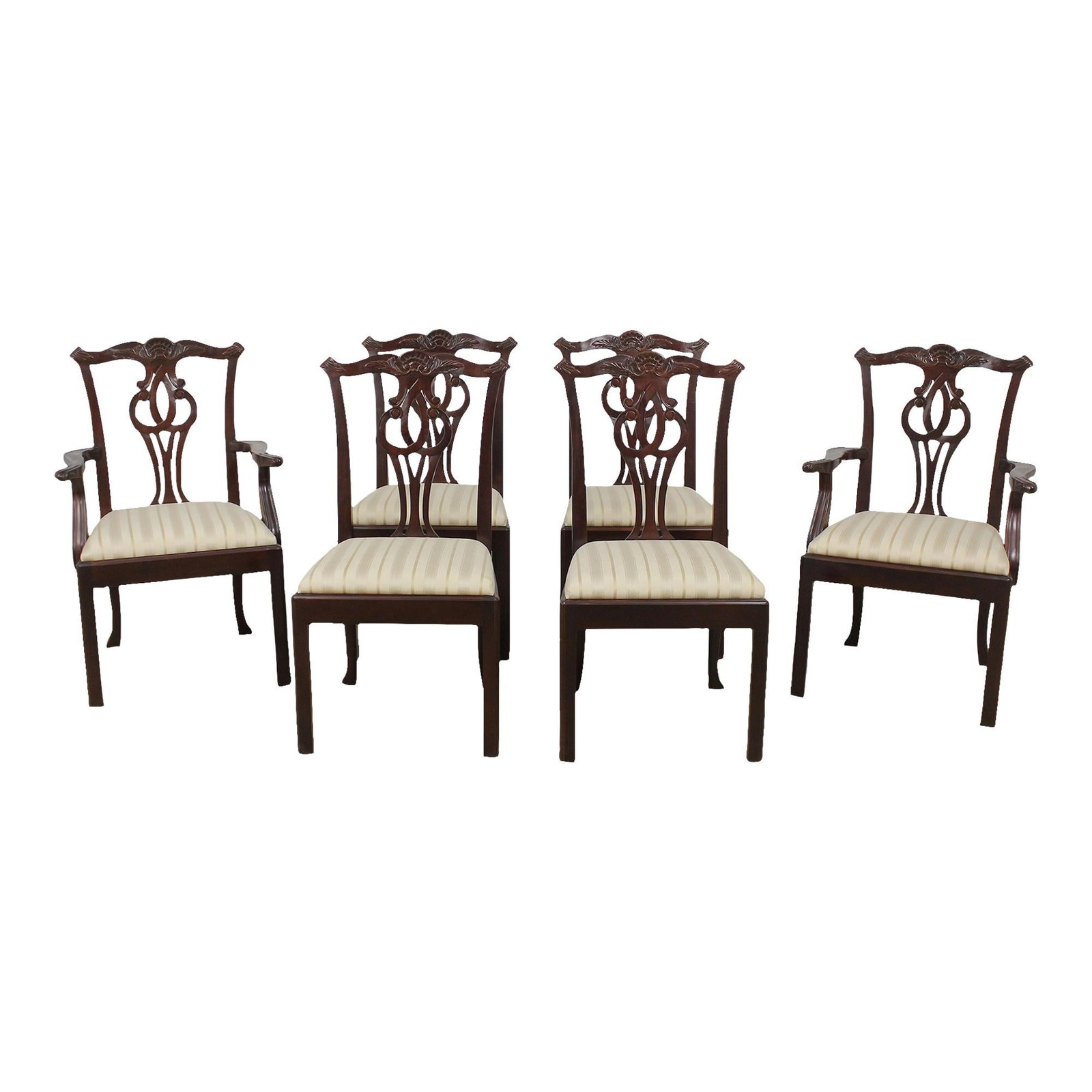 Set of 6 Baker Chippendale Mahogany Dining Chairs Traditional Style (1 of 10)