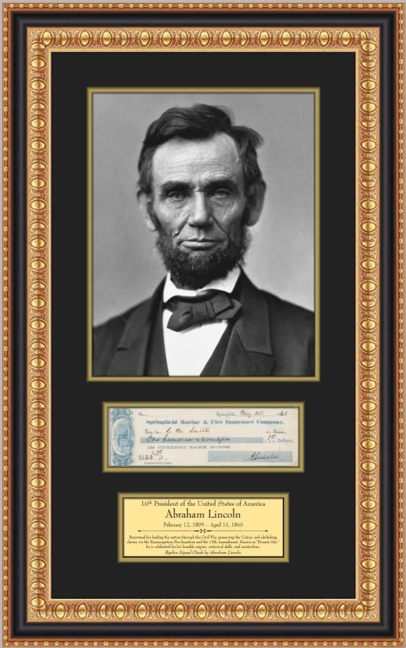 Custom Framed Abraham Lincoln Facsimile Check Display with Portrait (1 of 4)