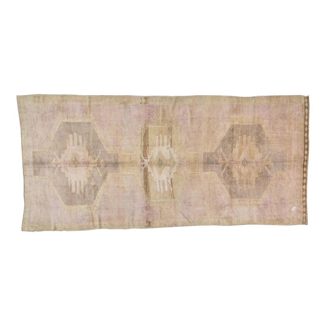 Handmade Wool Oushak Turkish Area Rug 6'7'' x 14'5'' Vintage Carpet: Handmade Wool Oushak Turkish Area Rug 6'7'' x 14'5'' Vintage Carpet This vintage Turkish Oushak rug is hand-knotted from wool using traditional techniques, blending timeless craftsmanship with a moder