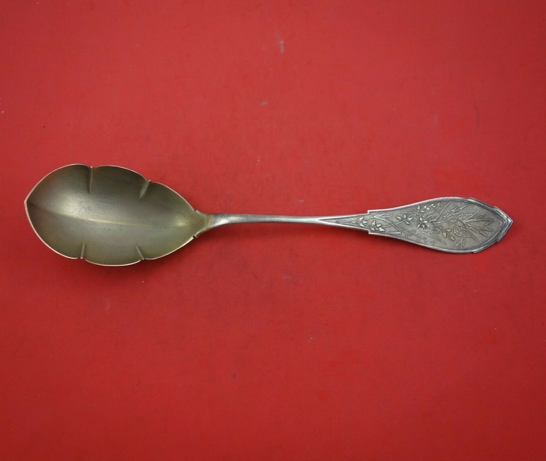 Wood & Hughes Japanese Sterling Silver Serving Spoon 11.5" Monogrammed: Wood & Hughes Japanese Sterling Silver Serving Spoon 11.5" Monogrammed This exquisite serving spoon from Wood & Hughes features a striking Japanese pattern, characterized by a pointed bowl with a deco