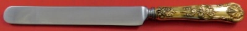 Tiffany & Co English King Vermeil Sterling Silver Knife 9 1/4": Tiffany & Co English King Vermeil Sterling Silver Knife 9 1/4" This exquisite 9 1/4" knife features the elegant English King Vermeil pattern by Tiffany & Co. Crafted from sterling silver with a gold w