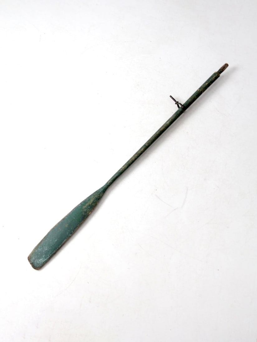 Vintage Nautical Wooden Oar 77 inch Green Decor Accent: Vintage Nautical Wooden Oar 77 inch Green Decor Accent This vintage wooden rowing oar showcases beautifully aged green paint with a mottled, weathered finish, embodying a classic nautical design that 