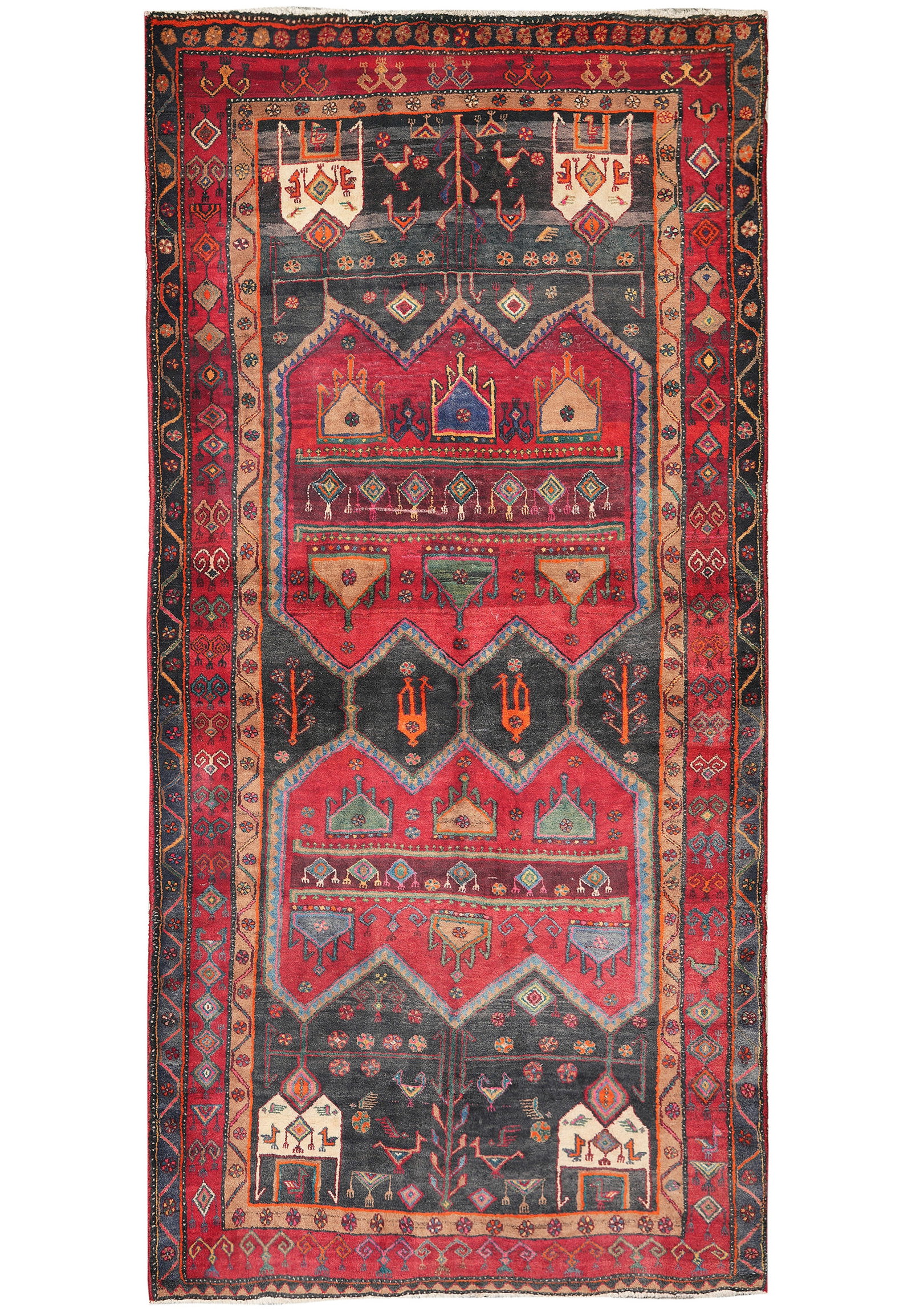 1970s Persian Tribal Hand Knotted Wool Rug 62 in x 124 in: 1970s Persian Tribal Hand Knotted Wool Rug 62 in x 124 in Free continental US Shipping This estate area rug is a handmade tribal Persian carpet from Iran, woven in the 1970s. It features a hand-knotte