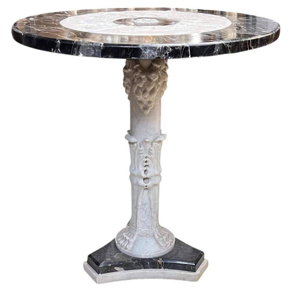 Italian marble pedestal center table with carved neoclassical relief 19th century (1 of 11)