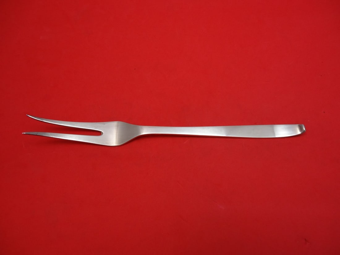 Evald Nielsen Funkis Sterling Silver Cold Meat Fork 8 5/8 Inches: Evald Nielsen Funkis Sterling Silver Cold Meat Fork 8 5/8 Inches Elevate your dining experience with this exquisite cold meat fork from Evald Nielsen, renowned for his elegant designs. This two-tine f
