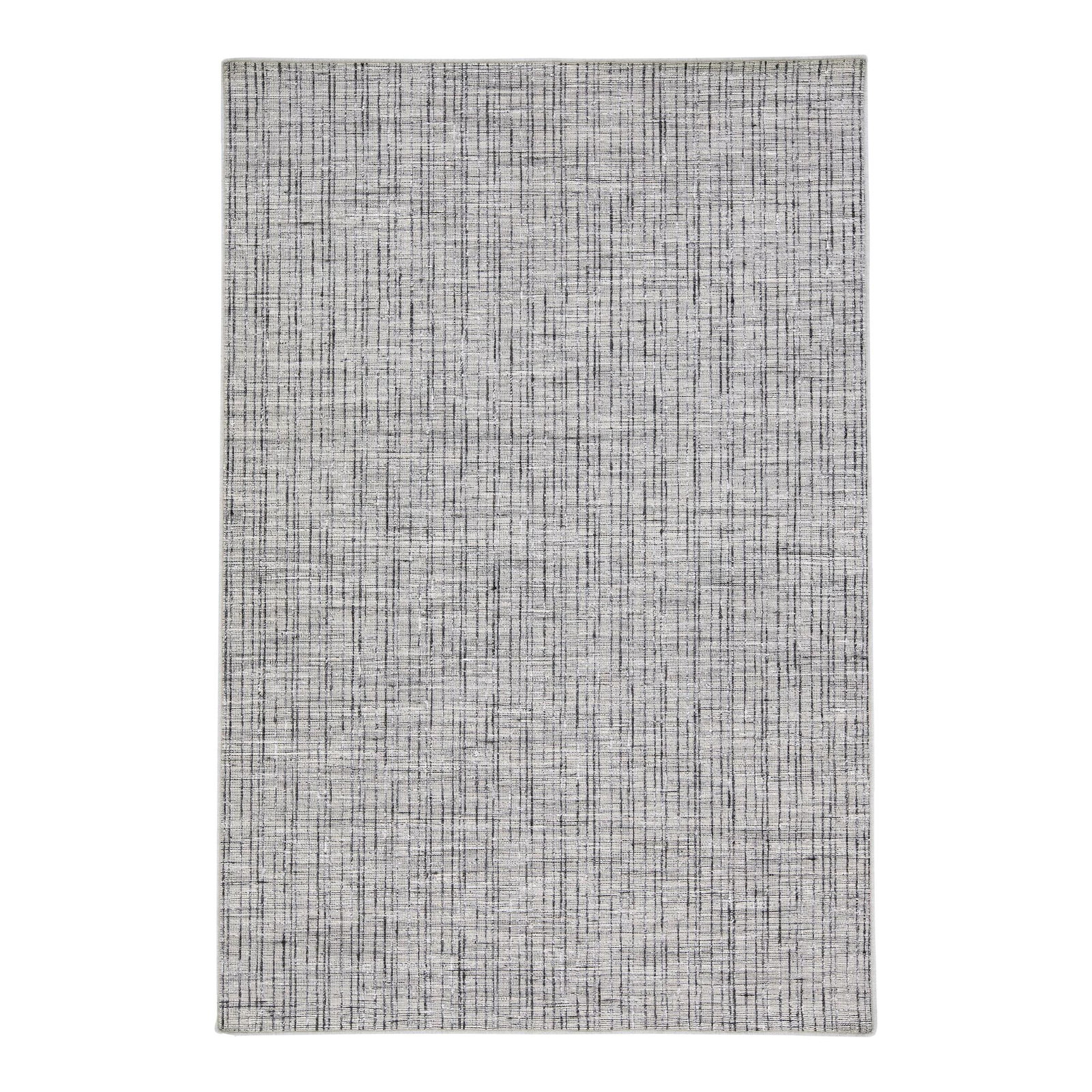 2020s Contemporary Charcoal Hand Loomed Wool Rug with Silver Striations (1 of 7)