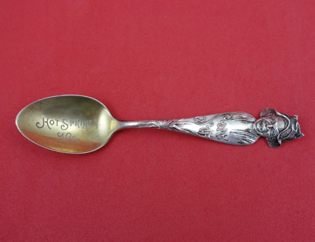 Shiebler Sunny South sterling souvenir spoon Hot Springs VA 4 1 4: Shiebler Sunny South sterling souvenir spoon Hot Springs VA 4 1 4 This is a Shiebler Sunny South pattern sterling silver souvenir spoon, measuring 4 1/4 inches in length. The bowl features an engraved