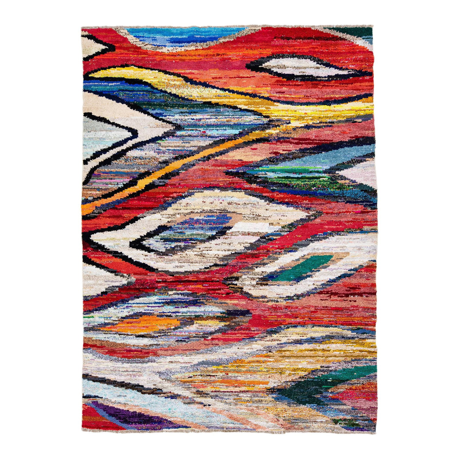 Turkish Handmade Wool Rug Multicolor Abstract Design 8'7 x 11'7: Turkish Handmade Wool Rug Multicolor Abstract Design 8'7 x 11'7 Enhance your space with this beautiful Turkish handmade wool rug, featuring a vibrant multicolor field and striking all-over abstract de